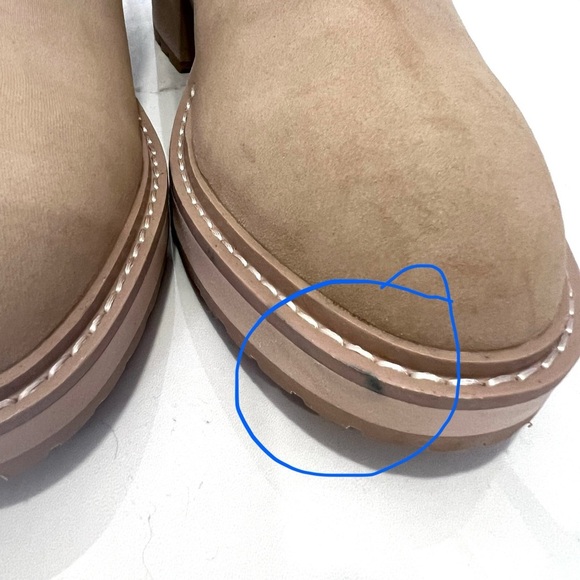 J. Crew Beige Ankle Boots Nubuck lug-sole heeled Chelsea booties 9.5 - Picture 8 of 9